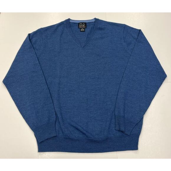 Jos A Bank Signature Collection Italian Merino Wool Sweater Blue Sz Medium - Picture 2 of 11